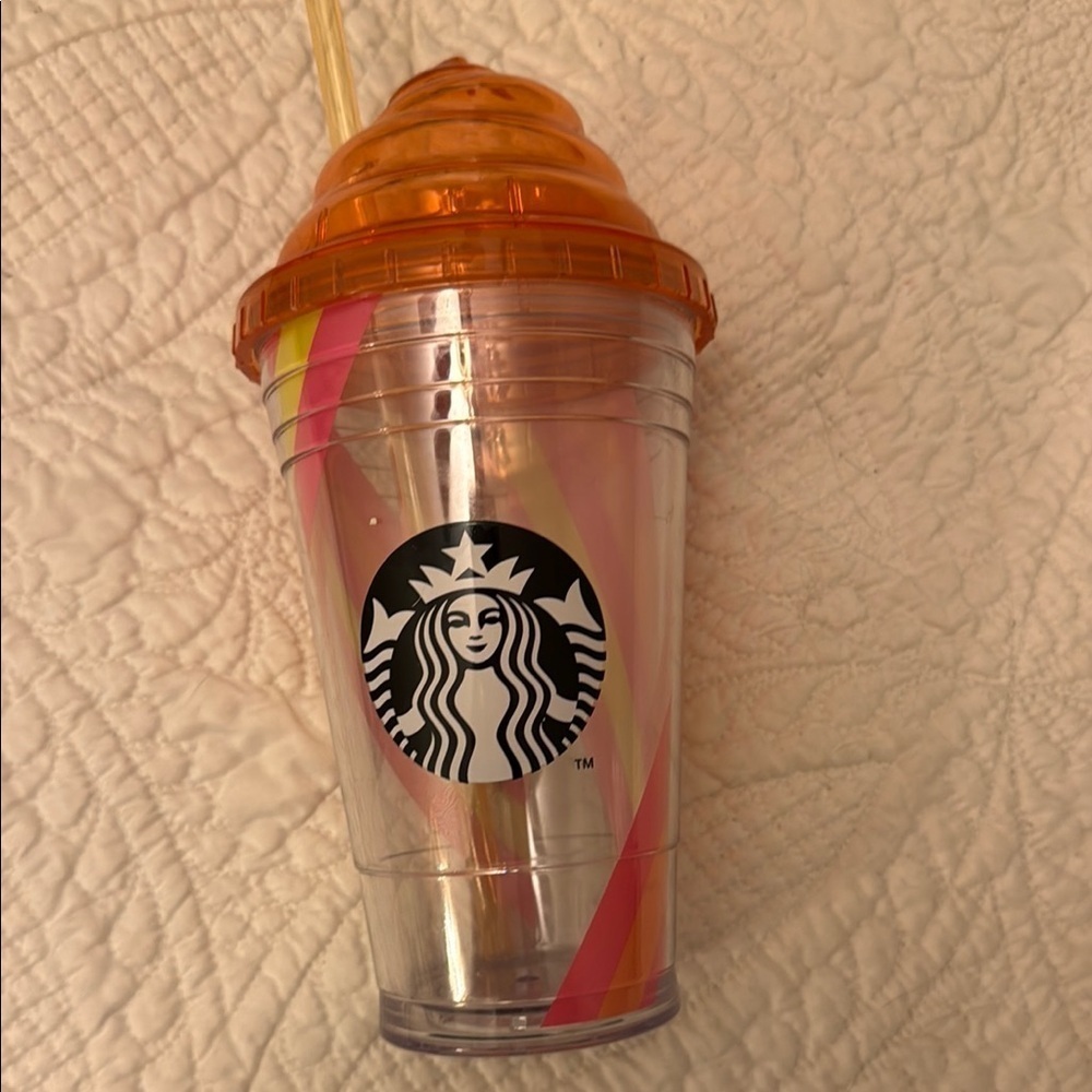 Rare Starbucks Vibrant Orange and Pink Cold Cup